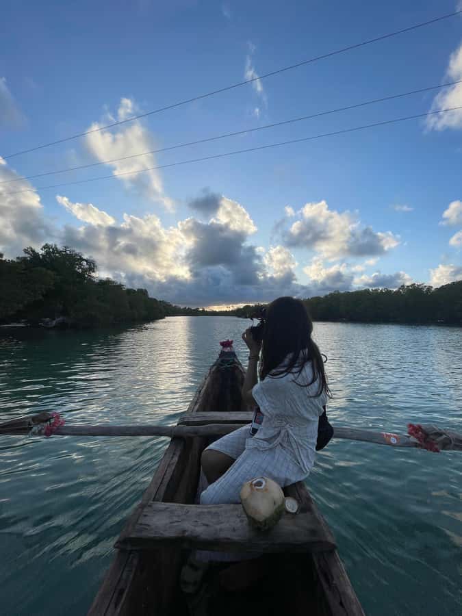 Diani: Sunset Canoe Tour along the River with Mangroves - Sunset over Kongo River Beach